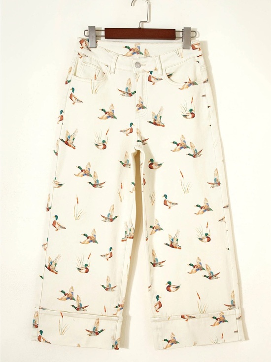 Denim - NWT SOLD OUT Viral Western Style Mallard Duck Print Cuffed Hem Jeans Pants